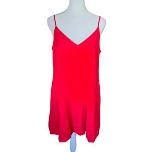 Express Red Linen Cotton Slip Dress NWT Small V-Neck Minimal Summer